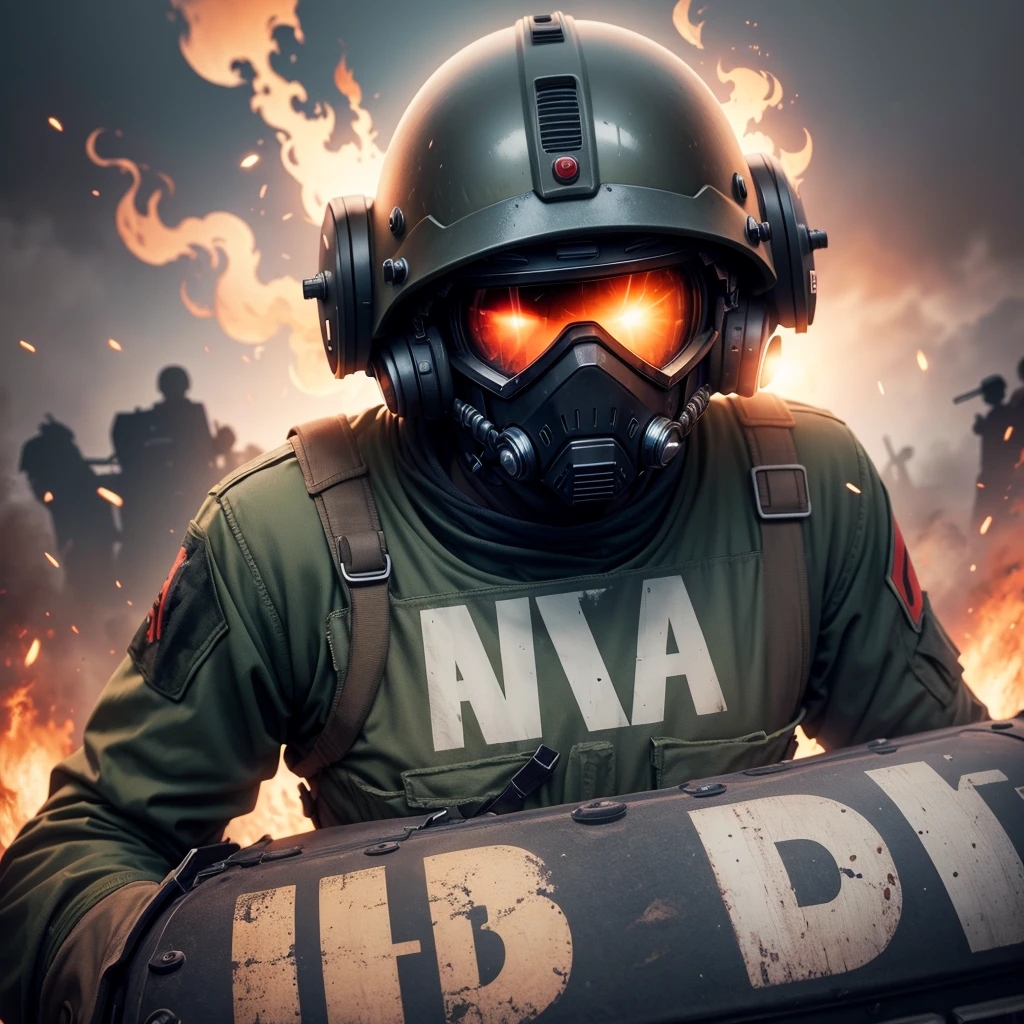 soldier fleeing from zombies, On the helmet it is written "diF", On the chest is written "WildFire"