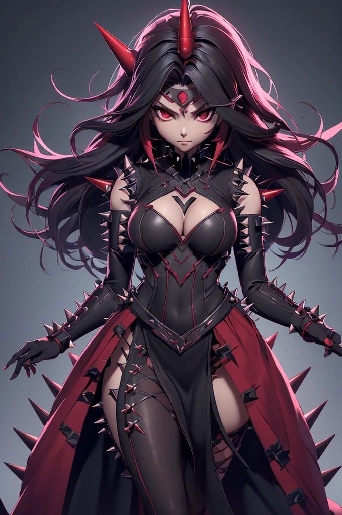 Scarlet Castlevania, (Scarlet Castlevania), tenebrosa, standing alone, ray tracing, 3D style, 3dmm, ((3 poses per photo)), ((3 poses in each photo)), fully body,(from front view),(Rear view), (view on the left), blackstockings, Tear at the waist,(((3 poses per photo))),((symetry)) ,((ultra realistic skin)),(minimalist details),((large open dress with v-cuts)),(((dress with spikes))),(((slits between the legs))),(((well-defined groin))),(drawn curve),(((necklines))),(((thick and beautiful legs))),(((big boobies)))