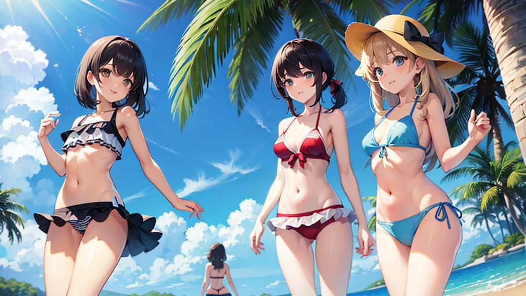 fine、tomboy、bikini、Swimwear、2 girls