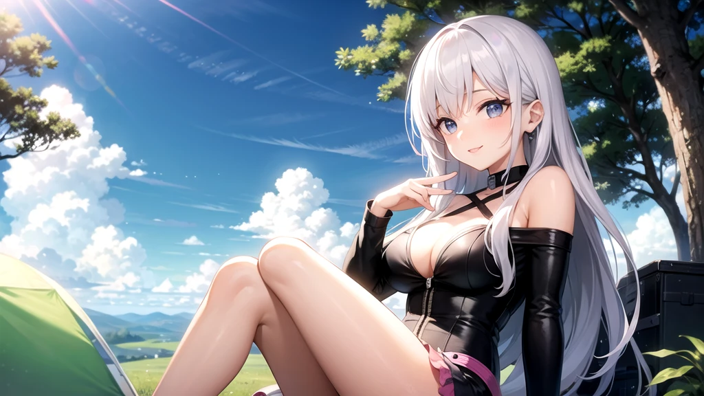 Beautiful girl enjoying camping