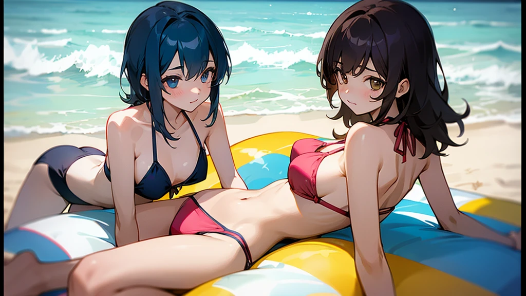 fine、tomboy、bikini、Swimwear、2 girls、Flirting