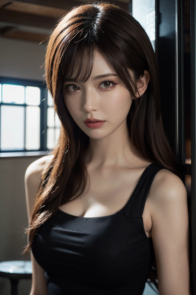 Fantasy art, Photorealism, Dynamic Lighting, Art Station, Poster, Volumetric lighting, Highly detailed face, (Official Uniform: 1.4), Long Hair, sweater, Delicate clavicle, Bare shoulders, Ample breasts