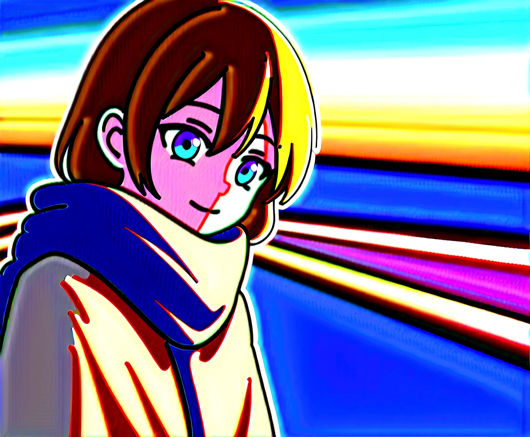 Kagamine Len、Mature、Winter clothes、Scarf、White Sky、It's snowing a little