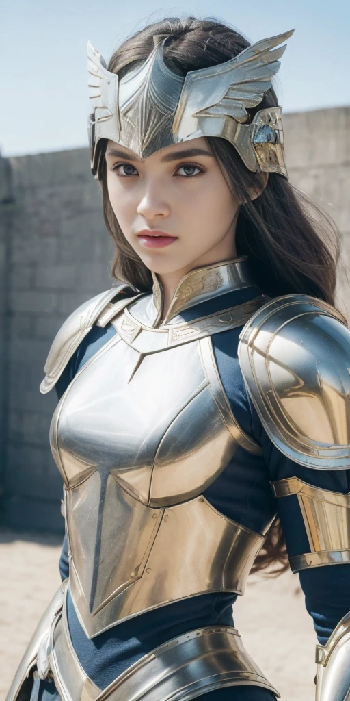 (l1vvydunne:.95), high angle photo of a gorgeous young valkyrie woman in the style of stefan kostic, realistic skin texture,(winged helmet:1.1), (valkyrie armor:1.2), 1 / 2 body crop, 8 5 mm art lens, f 1. 2, sharp focus, 8 k high definition, insanely detailed, intricate, elegant, art by stanley lau and artgerm