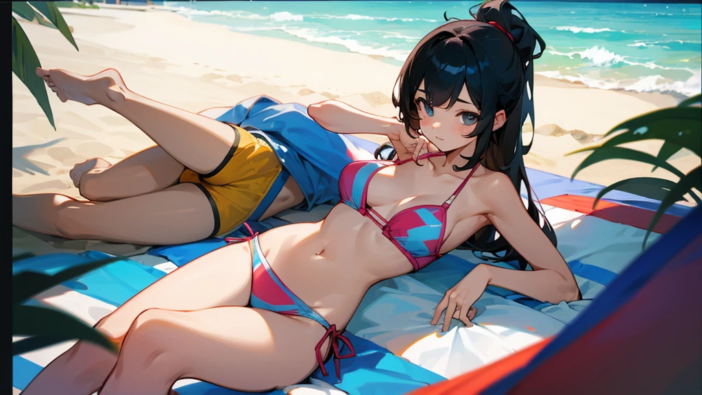 fine、tomboy、bikini、Swimwear、2 girls、Flirting