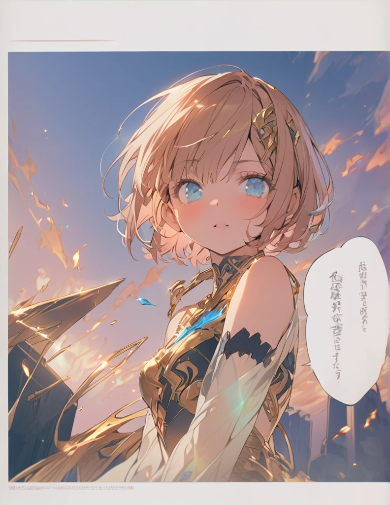 masterpiece Golden Winged Girl Golden flames all over (Short Bob Hair:1.4),(blue eyes)