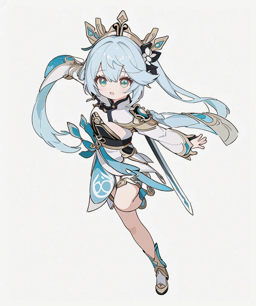 Anime character design of a woman with a sword and armor, Genshin Impact impact character, Anime Goddess,  Suitable for whole body, Clear clothing design,  keqing from Genshin Impact impact, Genshin Impact, Adaptable personality, Anime character design, Genshin Impact impact style, Clear Eyes concept art, Egyptian dancer, exotic, Multiple Actions