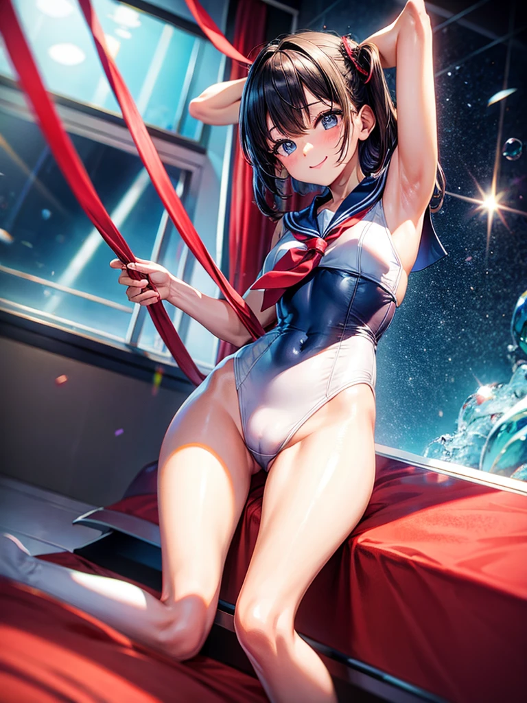 Highest quality,Highest Resolution,Sailor Leotard,High leg,smile,Bedroom,Red tie,