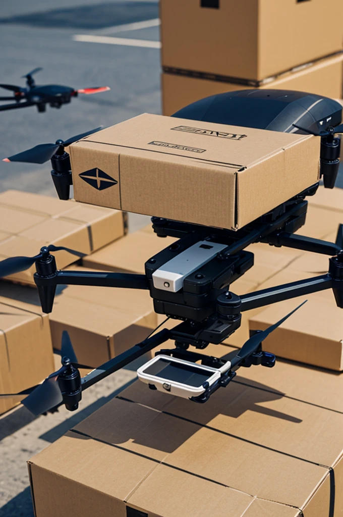 a drone delivering orders online and packages
