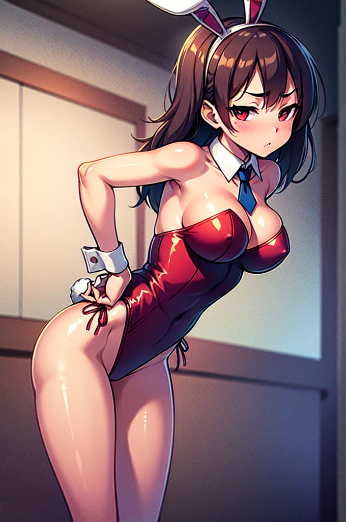 masterpiece, best quality, ultra detailed,,1girl, playboy bunny, leaning forward, put hands hip