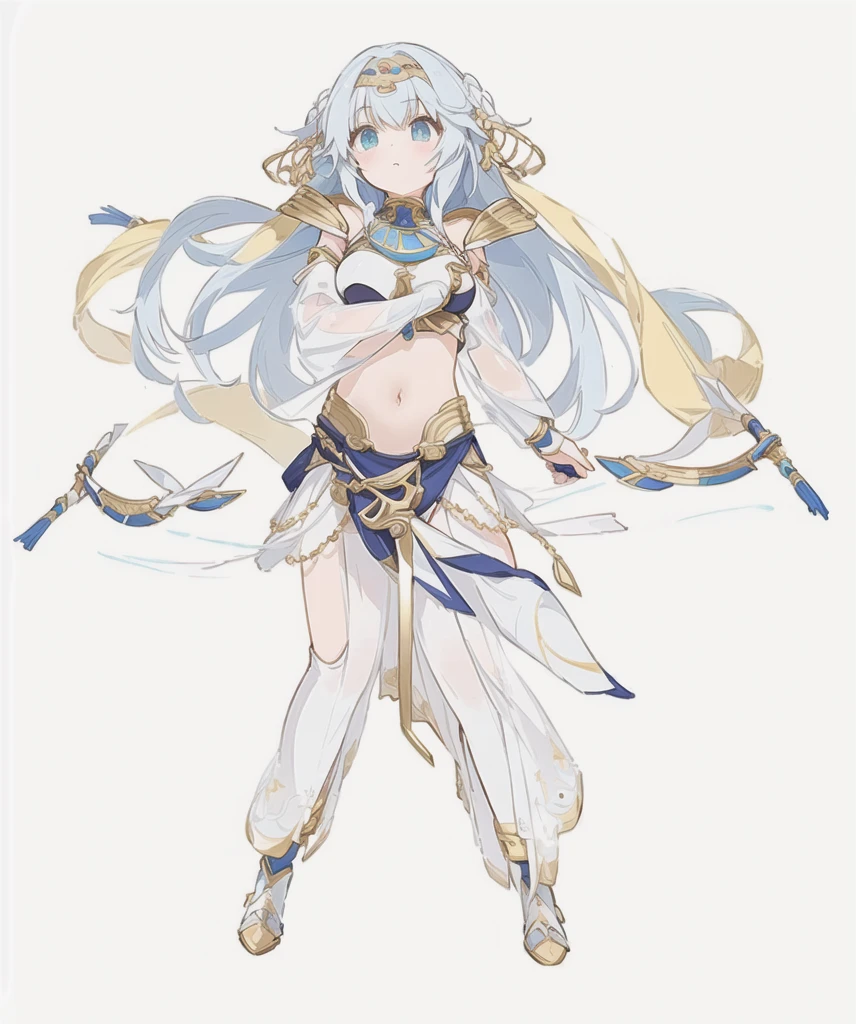 Anime character design of a woman with a sword and armor, Anime Goddess,  Suitable for whole body, Clear clothing design,  keqing from , Adaptable personality,  Clear Eyes concept art, Egyptian dancer, exotic, Multiple Actions