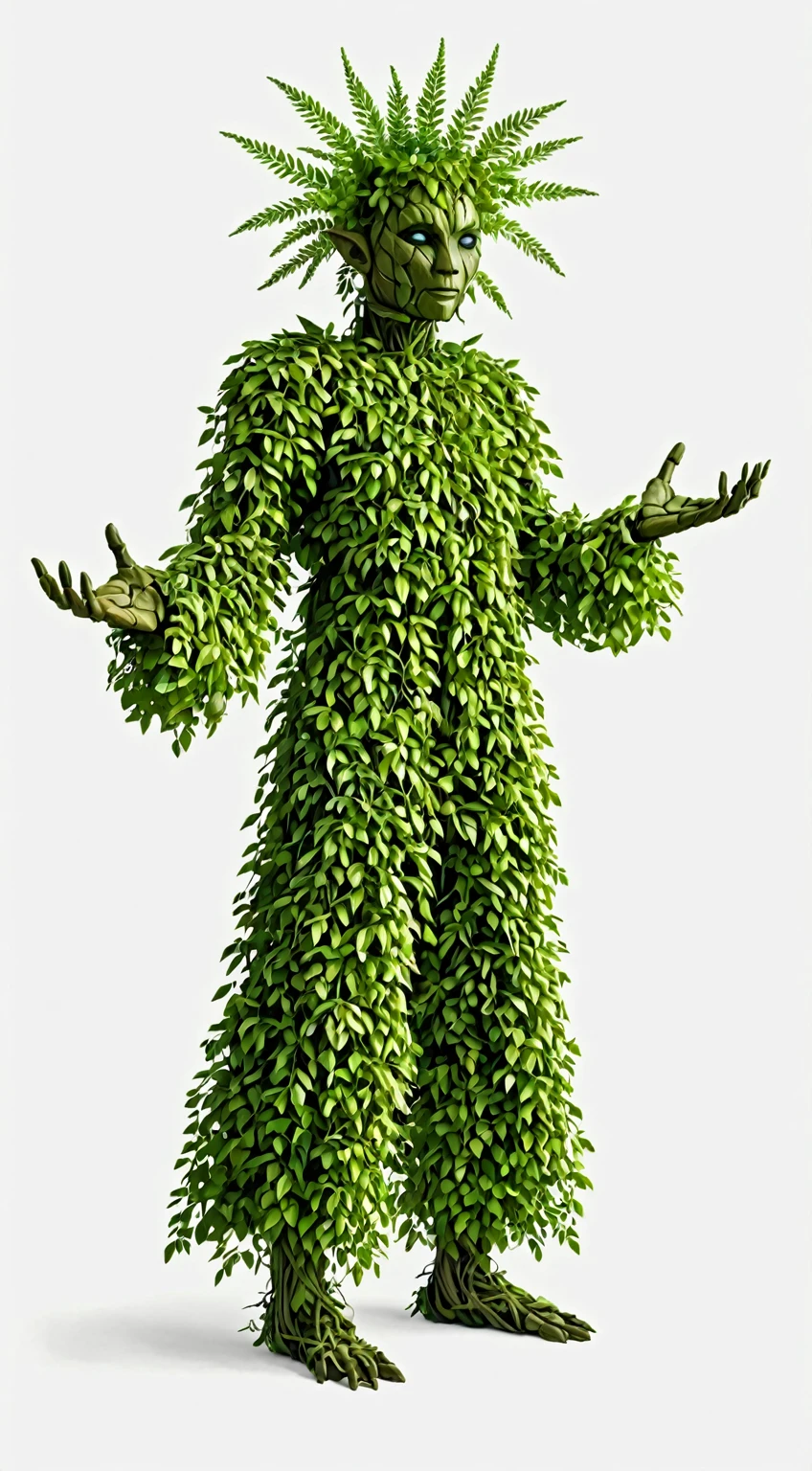 Humanoid being made of plants