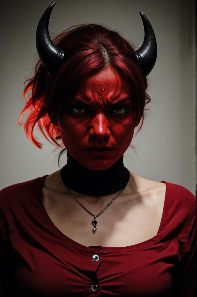 Red devil with angry mood
