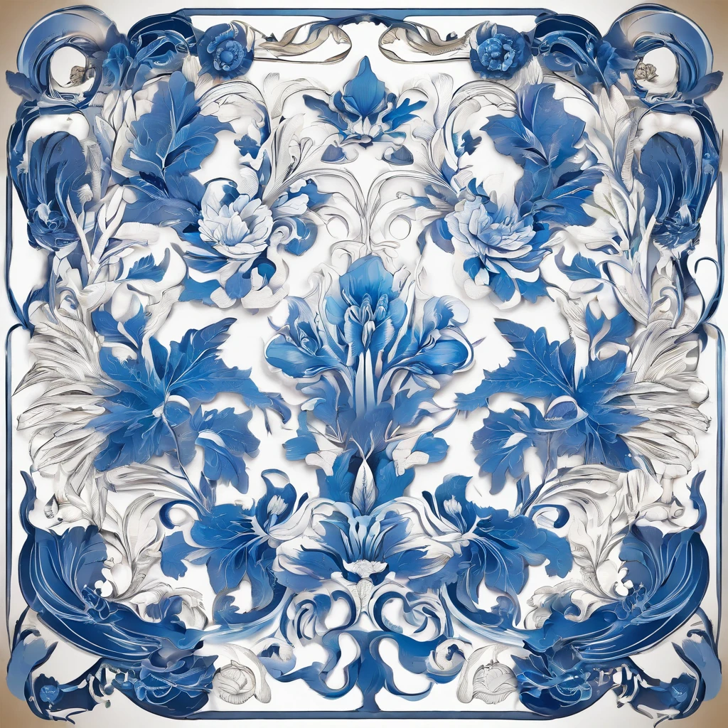 blue , white, clearly Art, beautiful flower, rococo flame