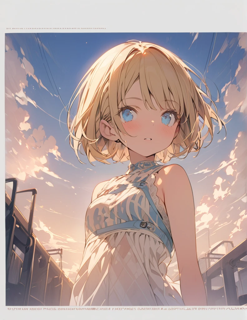 masterpiece blonde girl (Short Bob Hair:1.4),(blue eyes)