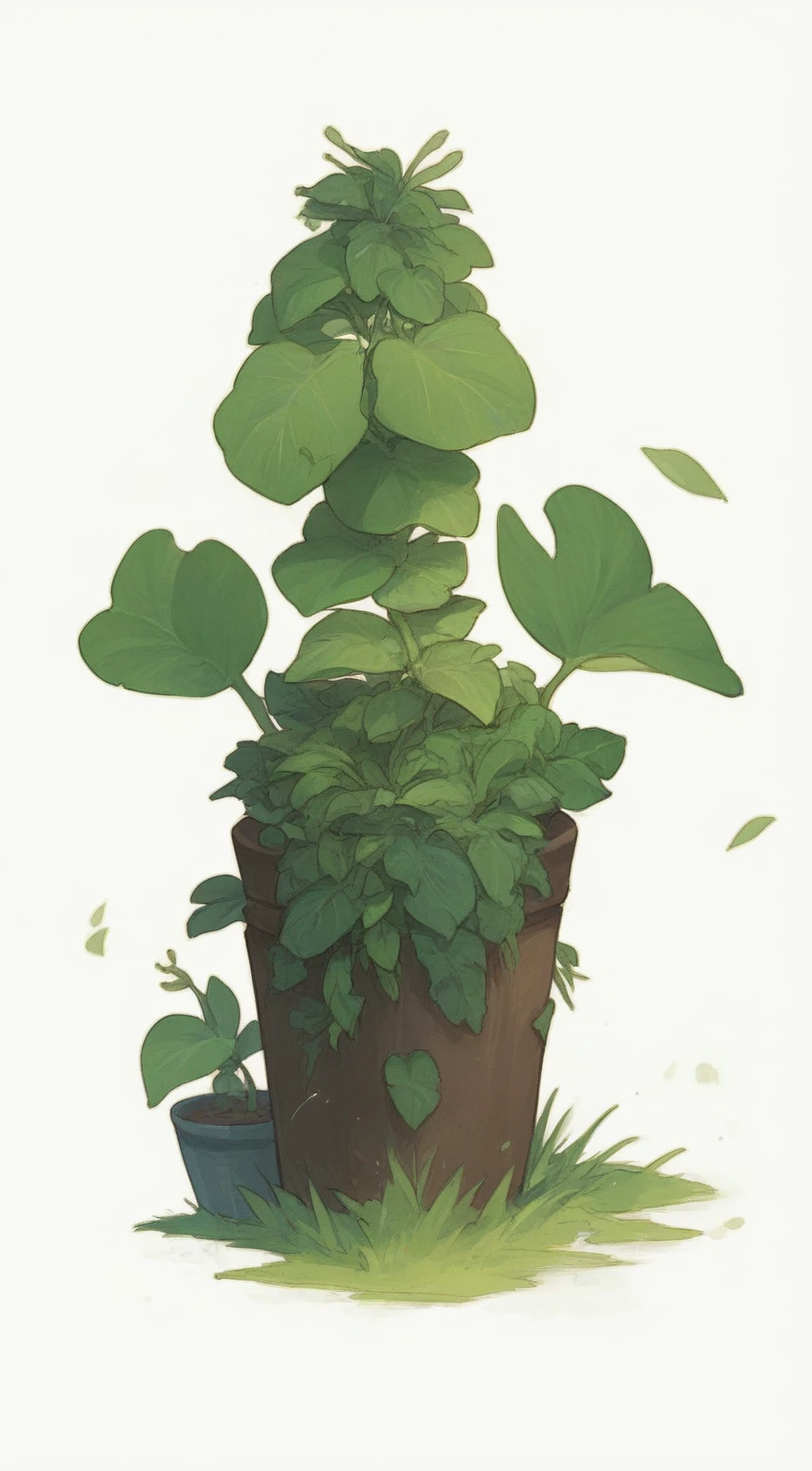 Humanoid being with plants on its skin