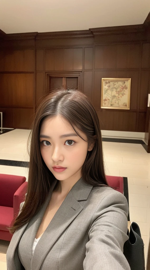 ((Highest quality、8k、masterpiece:1.3))、((Sales Lady:1.3))、Sharp Focus:1.2、(Beautiful Japanese Actresses:1.4)、round face、(Beautiful woman with perfect style:1.4)、((High-class drawing room:1.2))、((Description on sale:1.2))、23 year old、(Insurance Shop:1.2)、((Brown medium hair、Big boobs:1.2))、(neat suit:1.4)、(Stand in the reception room:1.2)、((Front facing :1.4))、Highly detailed face and skin texture、Gentle expression、Detailed Eye、double eyelid、((The background is quite blurred..4))、