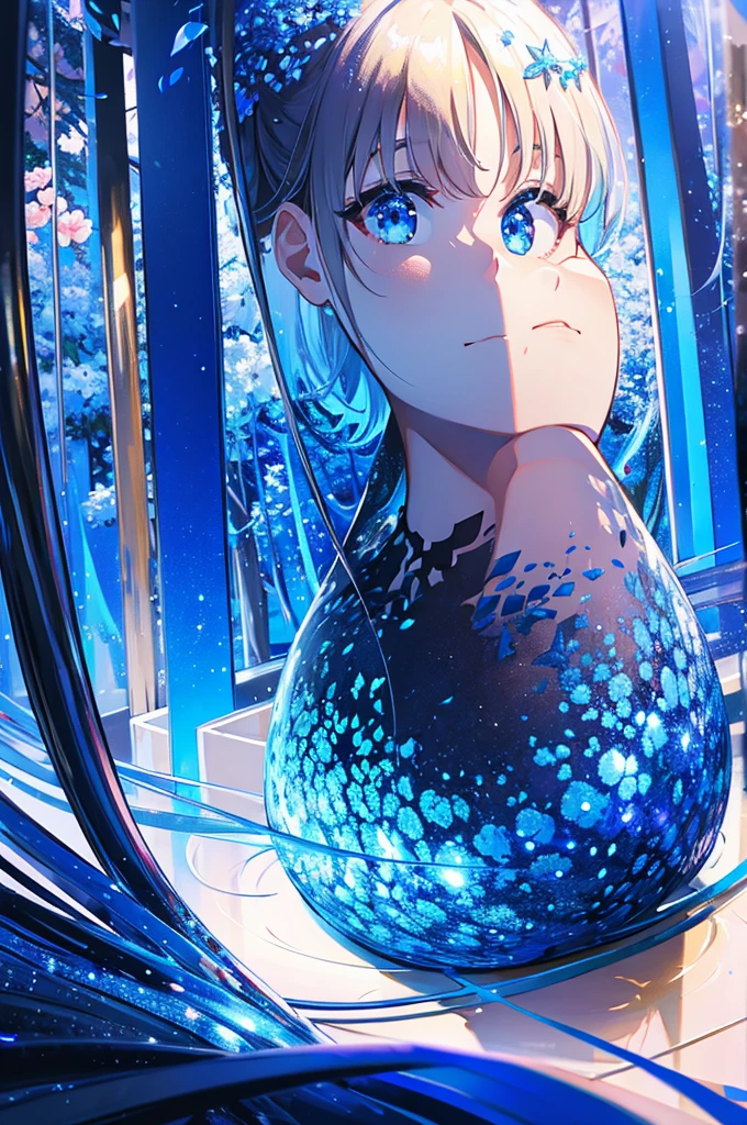 big tree、night、Blue light、Blue Leaf、弓