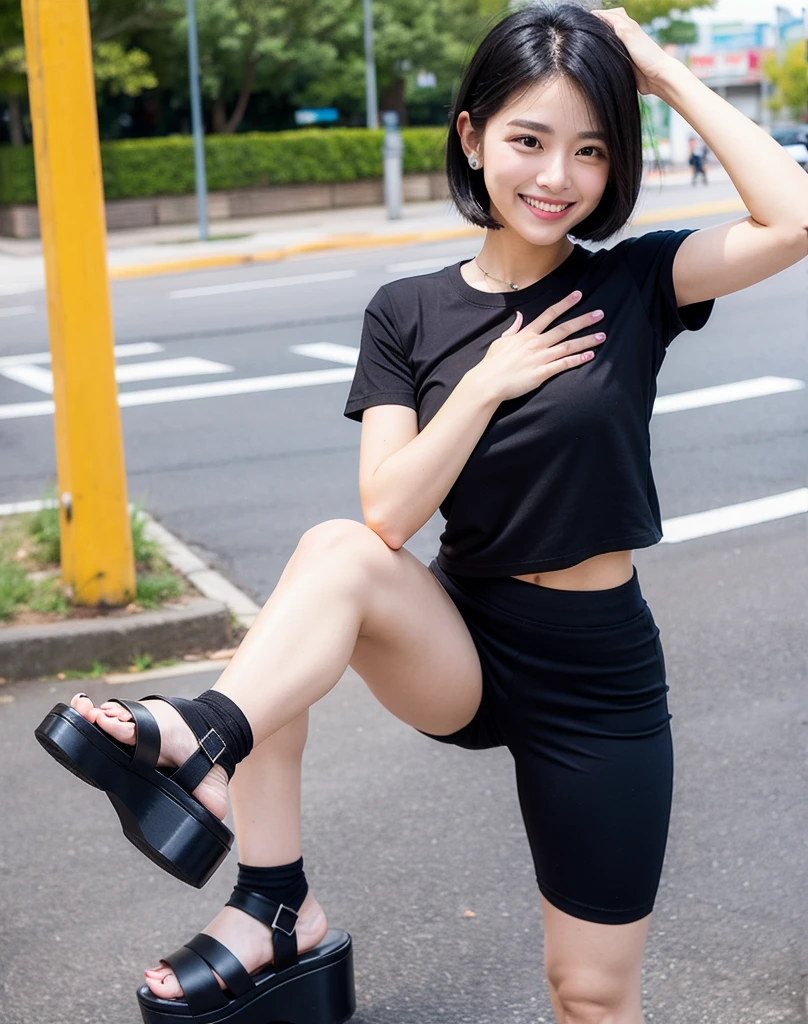A girl ， realisticlying， best qualityer， （（eye makeup））（（（（short  skirt））））， （(pantiess））（（（Happy expression： 1.8）），full bodyesbian， （Larger chest）， Twinkle， （20yr old）， （（Skinny figure： 1.5））， （（（tee shirt： 1.5））））， （（Nice hairstyle： 1.5））））， （（（Raised Legs： 1.8））（（（opening legs： 1.8）），（（（（ankle）））），（（（（Toes））））
