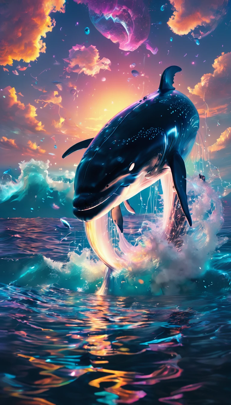 Whales、可愛いWhales、In the water、Blowing tide。