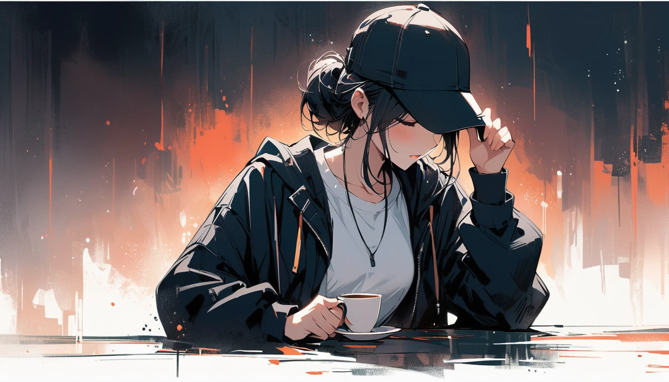 (masterpiece, Highest quality:1.2), 1 Girl, alone,Have a coffee