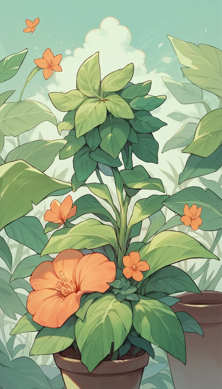 Humanoid being with plants on its skin