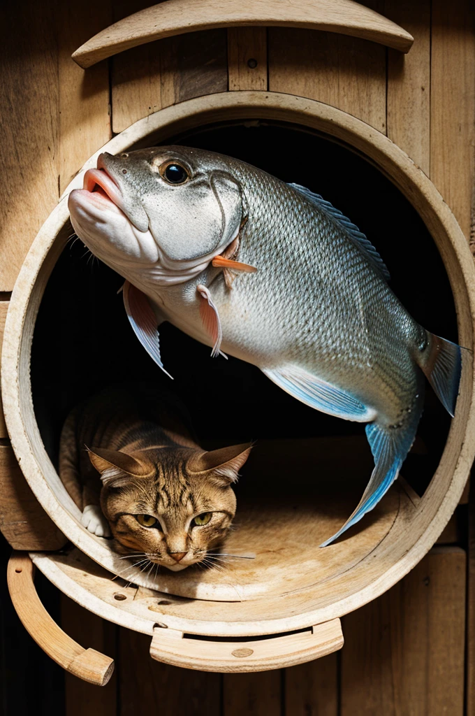 Fish in the cat mouth