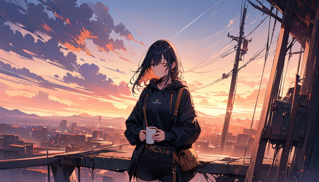 (masterpiece, Highest quality:1.2), 1 Girl, alone,best scenery,Have a coffee