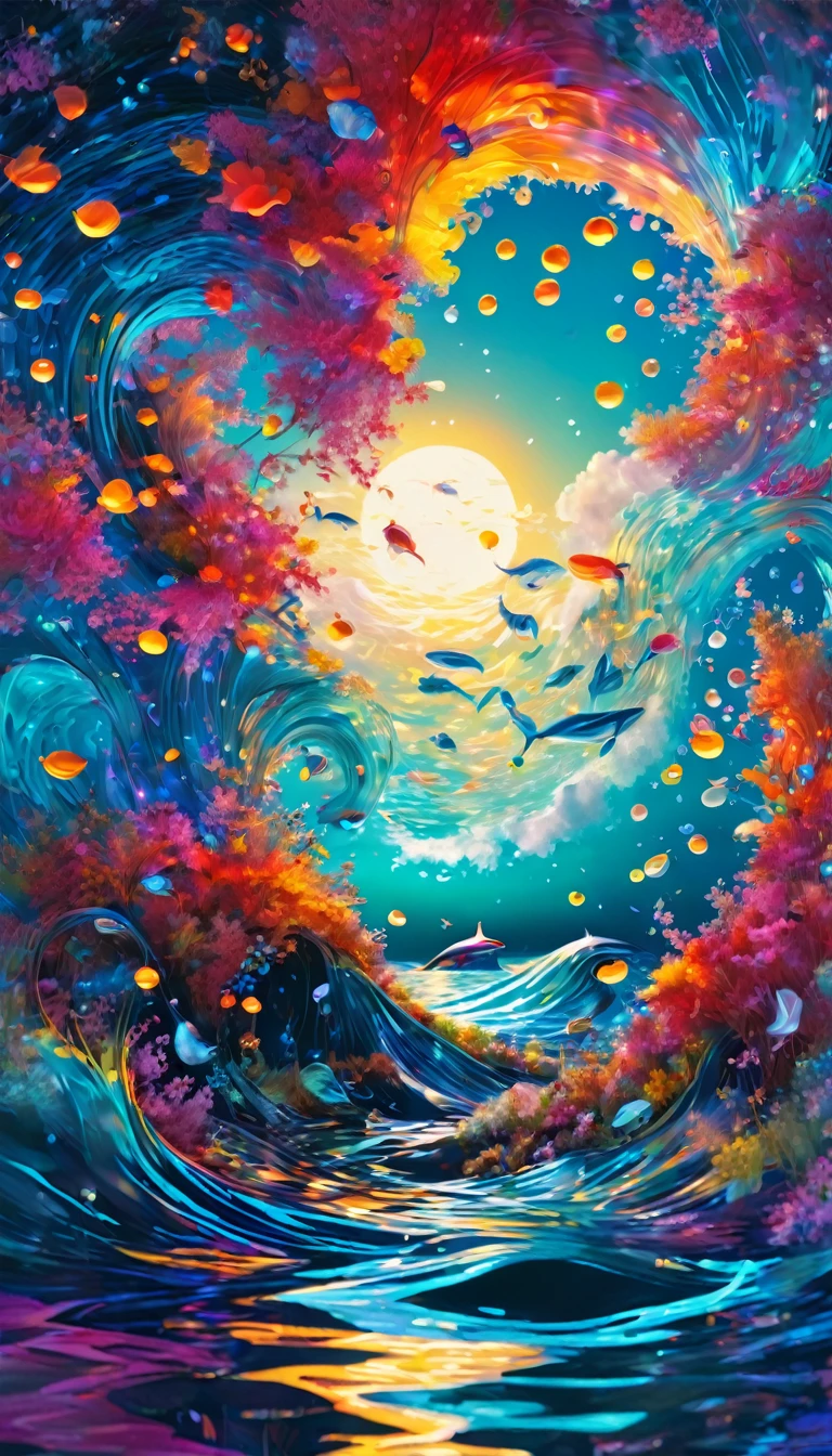 Whales、可愛いWhales、In the water、Blowing tide。