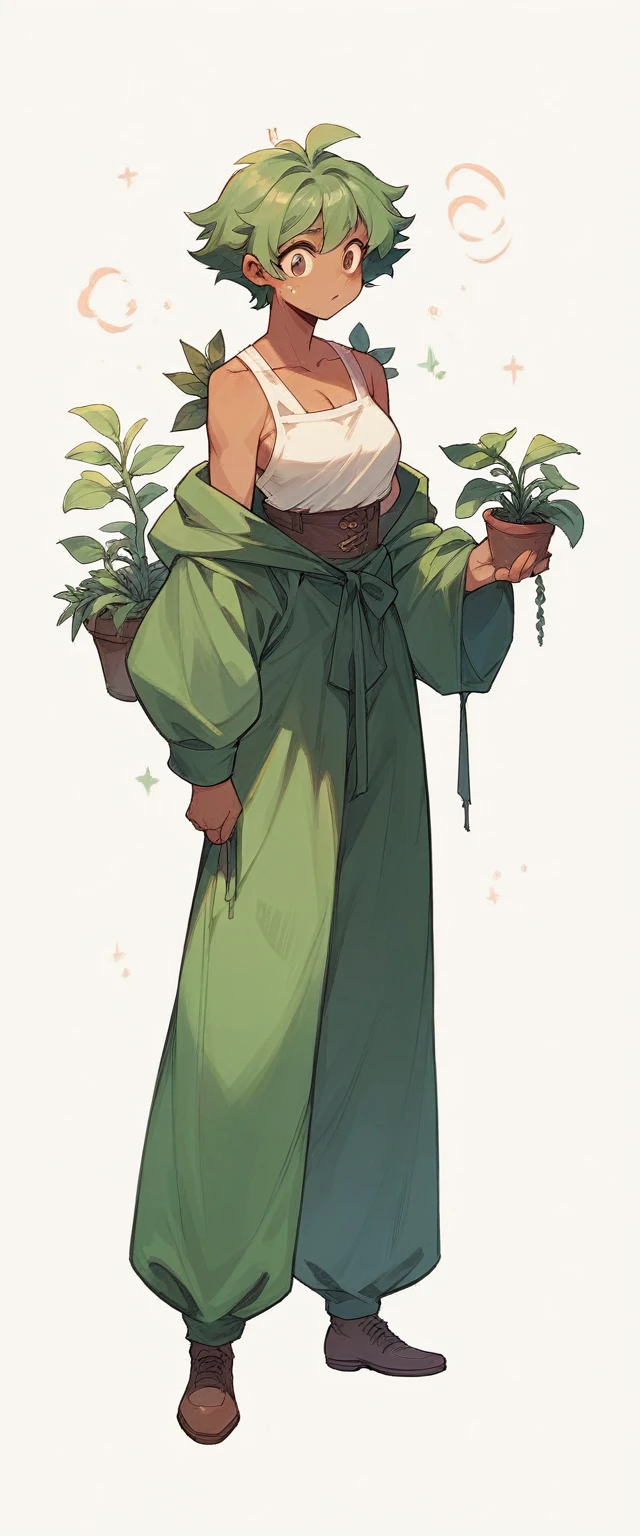 Humanoid being with plants on its skin