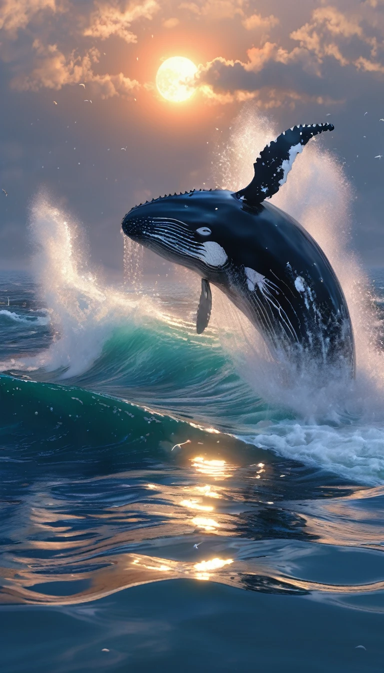Whales、可愛いWhales、In the water、Blowing tide。