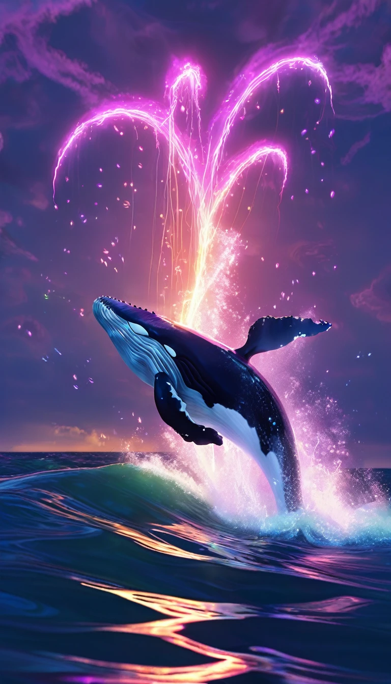 Whales、可愛いWhales、In the water、Blowing tide。