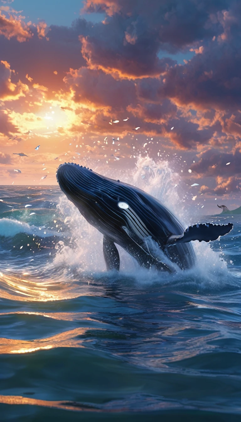 Whales、可愛いWhales、In the water、Blowing tide。