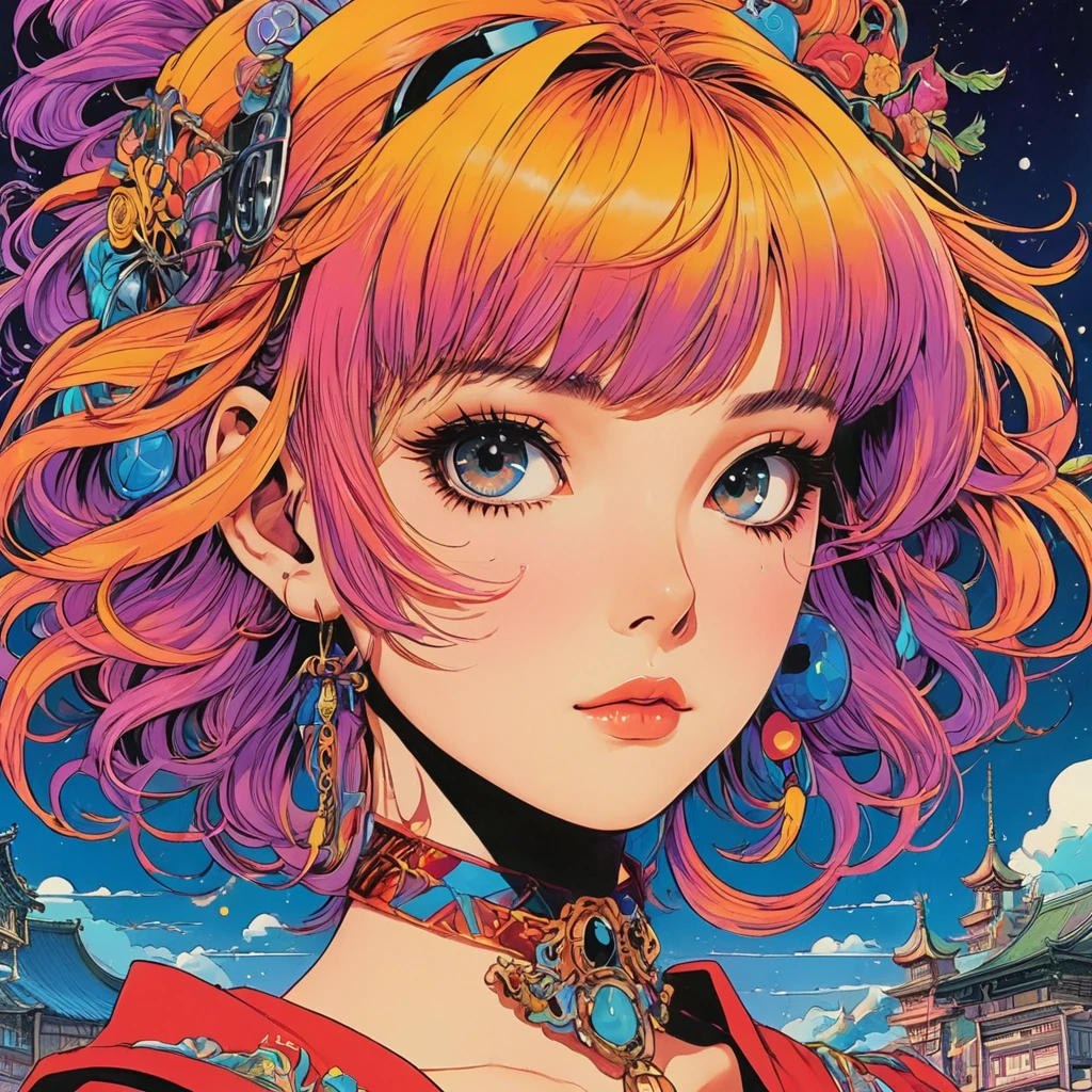 renaissance style anime artwork Suehiro Maruo, (80s Style:0.65) (Written by hand, anime:1.2) (girl:0.8) , Analog VHS Distortion, Intricately detailed line drawings, Vibrant colors, Hispanicola, Hisui Sugiura, Goth Art, Concept Art, A Japanese artist who shows off his unique style through hand-drawn illustrations. The artwork features a girl with striking details and Vibrant colors, Reminiscent of analog VHS tapes with distortion effects. Throughout the work、The artist's signature intricate linework is clearly evident.。, Highlighting its intricacy and attention to detail. This captivating artwork belongs to the Goth Art genre and bears the mark of Hisui Sugiura, one of the most celebrated artists in the Hispanicola movement. Concept Artアシスタントの丸尾末広氏による協力, This masterpiece is highly original. . anime style, Key Visual, Vibrant, studio anime, Very detailed . Realistic, perspective, Light and shadow, Religious or mythological themes, Very detailed