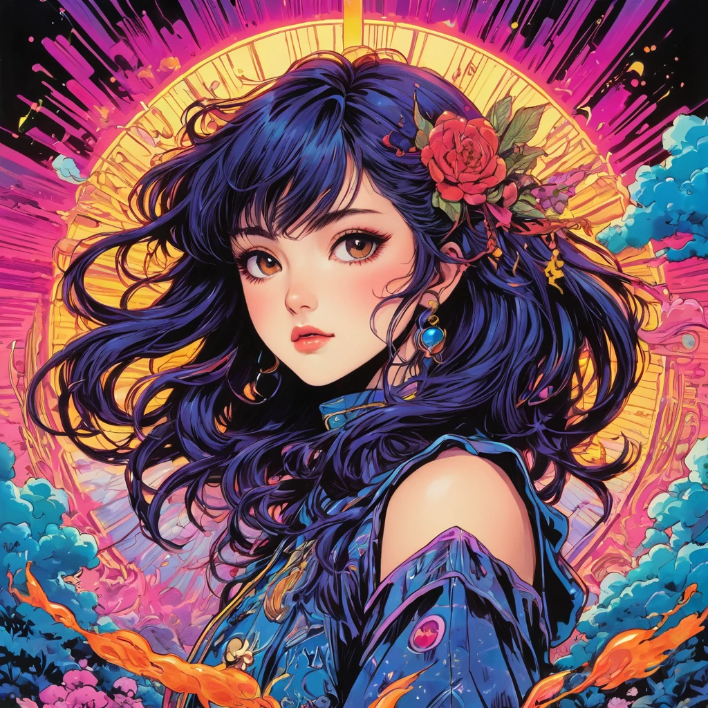renaissance style anime artwork Suehiro Maruo, (80s Style:0.65) (Written by hand, anime:1.2) (girl:0.8) , Analog VHS Distortion, Intricately detailed line drawings, Vibrant colors, Hispanicola, Hisui Sugiura, Goth Art, Concept Art, A Japanese artist who shows off his unique style through hand-drawn illustrations. The artwork features a girl with striking details and Vibrant colors, Reminiscent of analog VHS tapes with distortion effects. Throughout the work、The artist's signature intricate linework is clearly evident.。, Highlighting its intricacy and attention to detail. This captivating artwork belongs to the Goth Art genre and bears the mark of Hisui Sugiura, one of the most celebrated artists in the Hispanicola movement. Concept Artアシスタントの丸尾末広氏による協力, This masterpiece is highly original. . anime style, Key Visual, Vibrant, studio anime, Very detailed . Realistic, perspective, Light and shadow, Religious or mythological themes, Very detailed