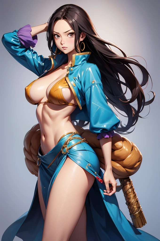 Boa Hancock from one piece, big breast, toned belly, beauty mark, 