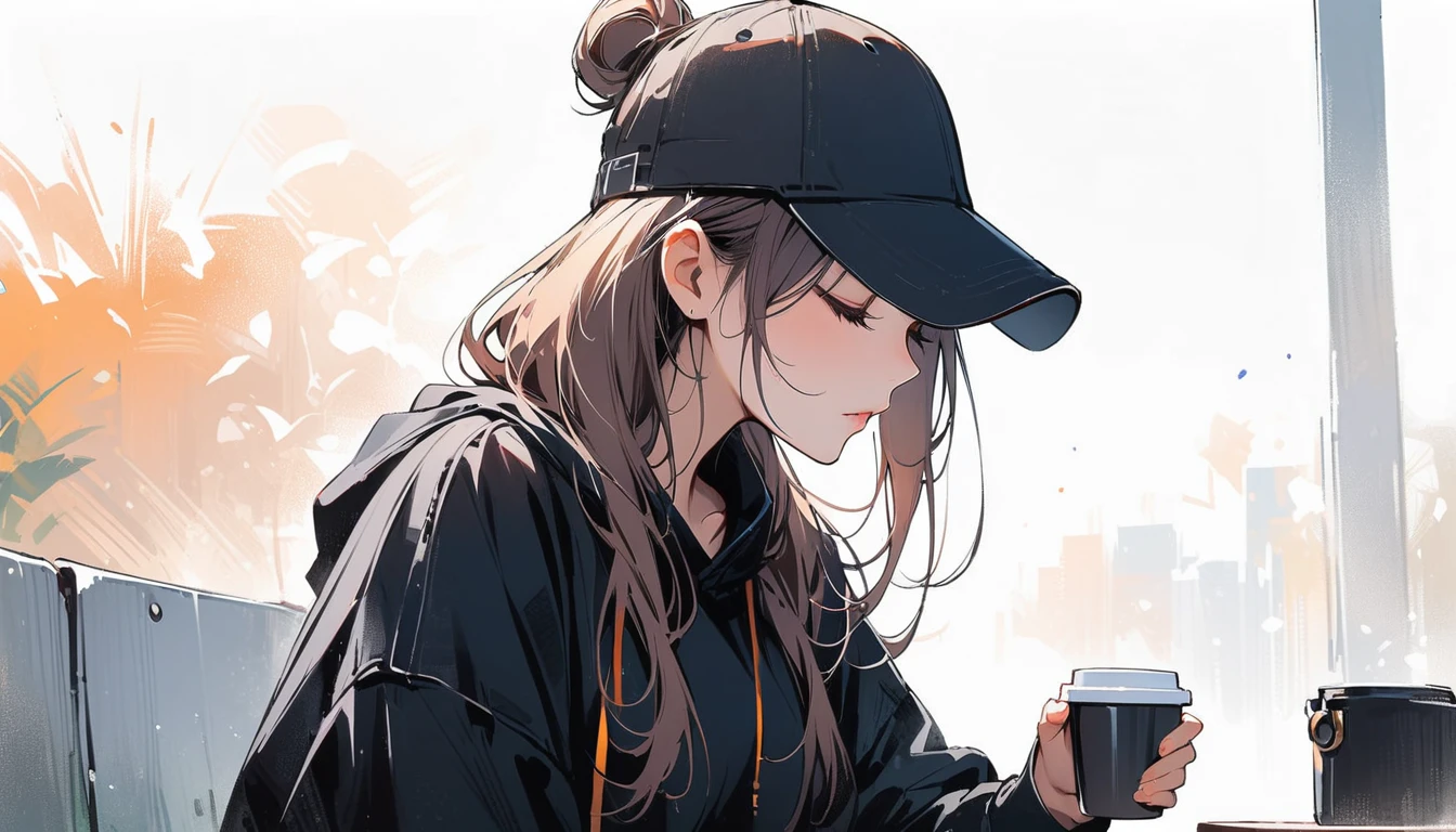 (masterpiece, Highest quality:1.2), 1 Girl, alone,Have a coffee