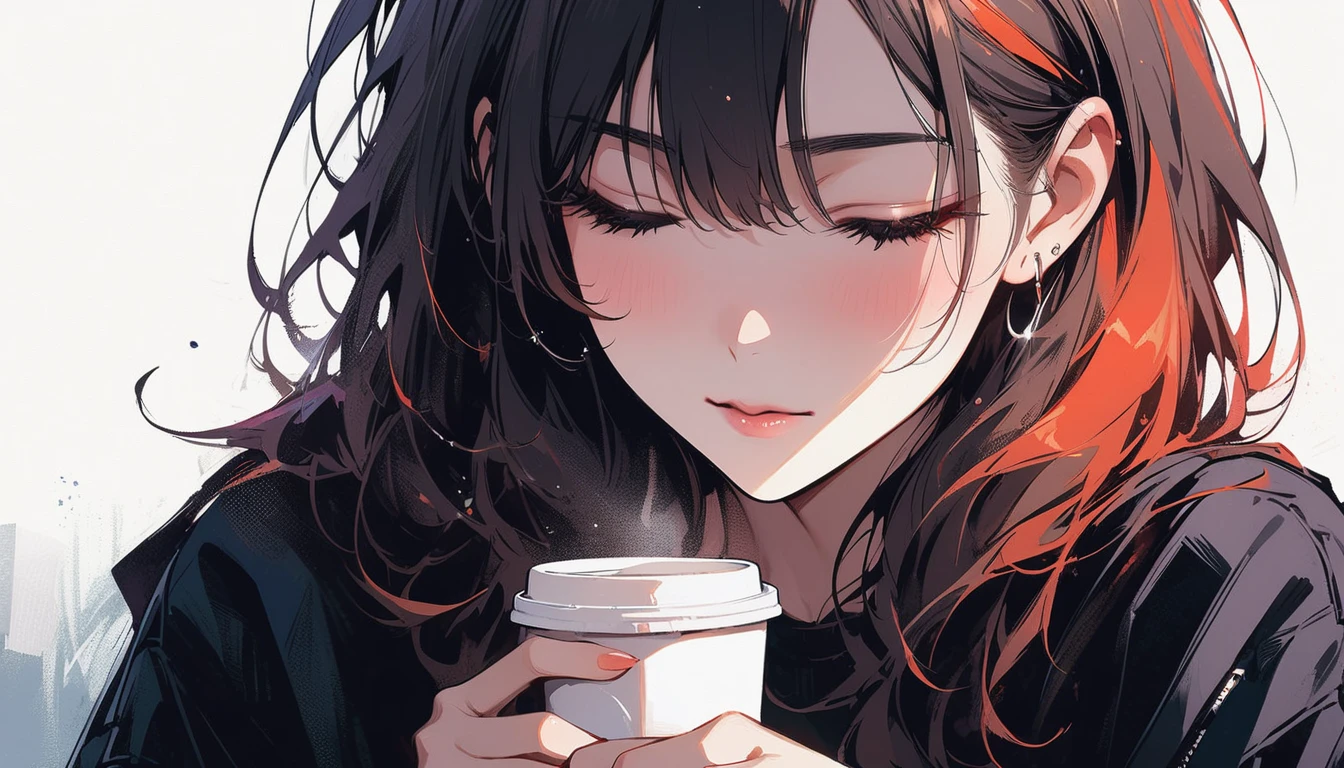 (masterpiece, Highest quality:1.2), 1 Girl, alone,Have a coffee