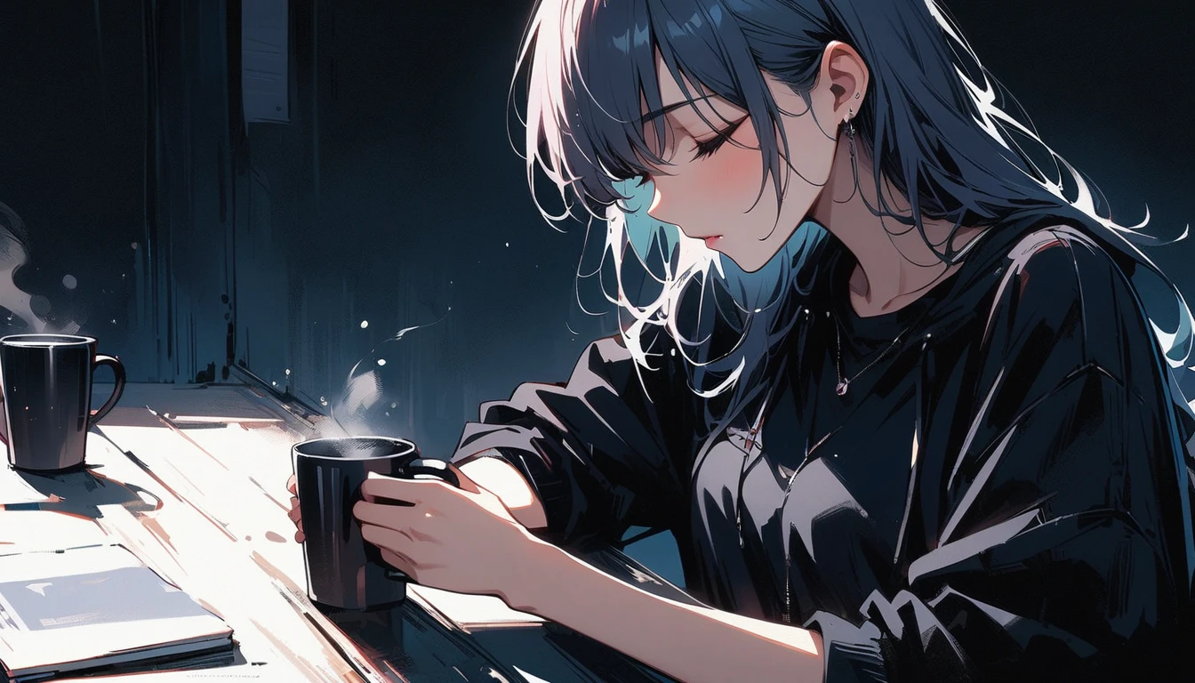 (masterpiece, Highest quality:1.2), 1 Girl, alone,Have a coffee