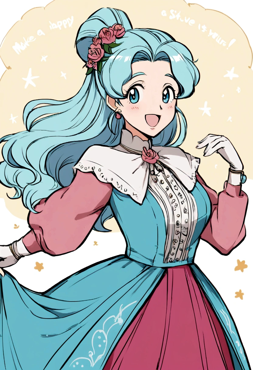 make a disney style anime, be 60 years old and very happy