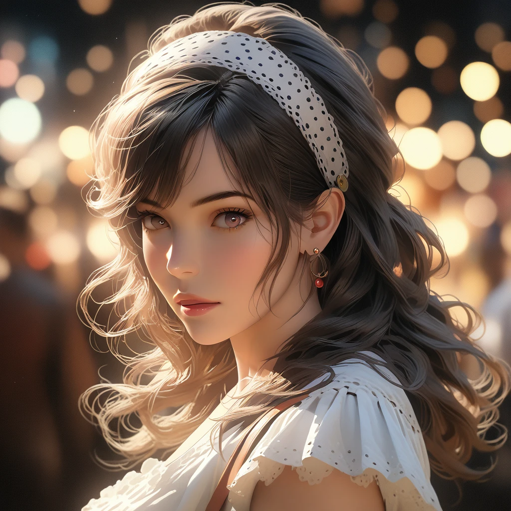 (best quality,4k,8k,highres,masterpiece:1.2),ultra-detailed,(realistic,photorealistic,photo-realistic:1.37),HDR,UHD,studio lighting,ultra-fine painting,sharp focus,physically-based rendering,extreme detail description,professional,vivid colors,bokeh, a woman from the 1950s wearing a vintage polka-dot dress, white cardigan, saddle shoes, headband, retro handbag, beautiful detailed eyes,beautiful detailed lips,extremely detailed eyes and face,longeyelashes, 1950s fashion photography style, vintage setting,