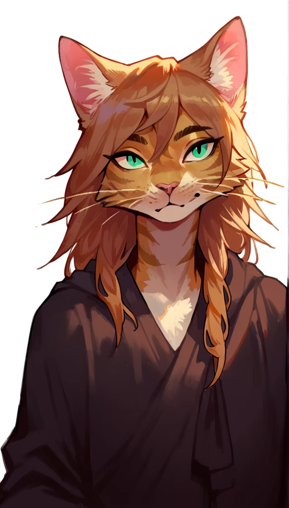 score_9, score_8_up, score_7_up, (thick lines:1.25), (clear simple background, white background, papyrus background),
((catgirl), anthro, solo, female, (closeup portrait, focus on face), (mage, sorcerer), ((wearing dark robe)), (cat fur)), beautiful