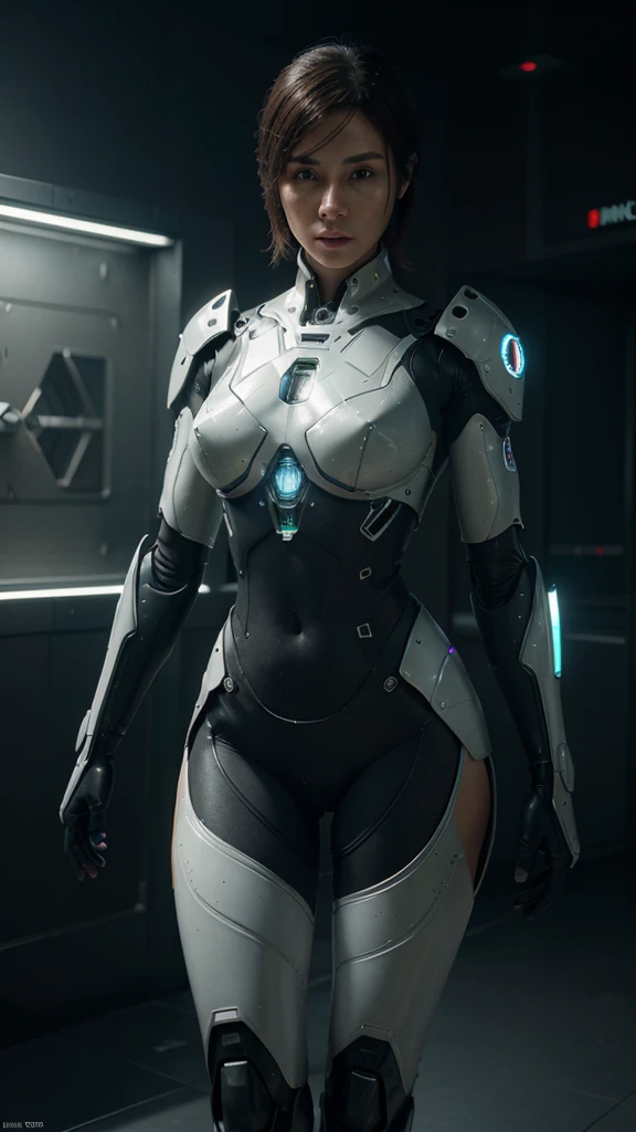 a photo of a robot, by Craig Mullins, intricate body, cell automata, beautiful digital unreal engine 5 , futuristic robot angel, glados, morphosis, vitruvian mecha, perfect android girl, houdini algorithm generative art, neural, 32k, UHD, cinematic chromatic, cinematic lighting, global illumination, chromatic light, photorealistic, ultra detailed, iluminación onírica, dramatic, low-key lighting on a mysterious, photorealistic , ultra photoreal , ultra detailed, intricate details.