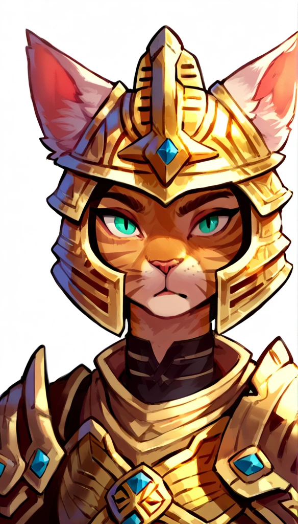 score_9, score_8_up, score_7_up, (thick lines:1.25), (clear simple background, white background, papyrus background),
((catgirl), anthro, solo, female, (closeup portrait, focus on face), (warrior, paladin), ((wearing armor and helmet)), (cat fur)), beautiful