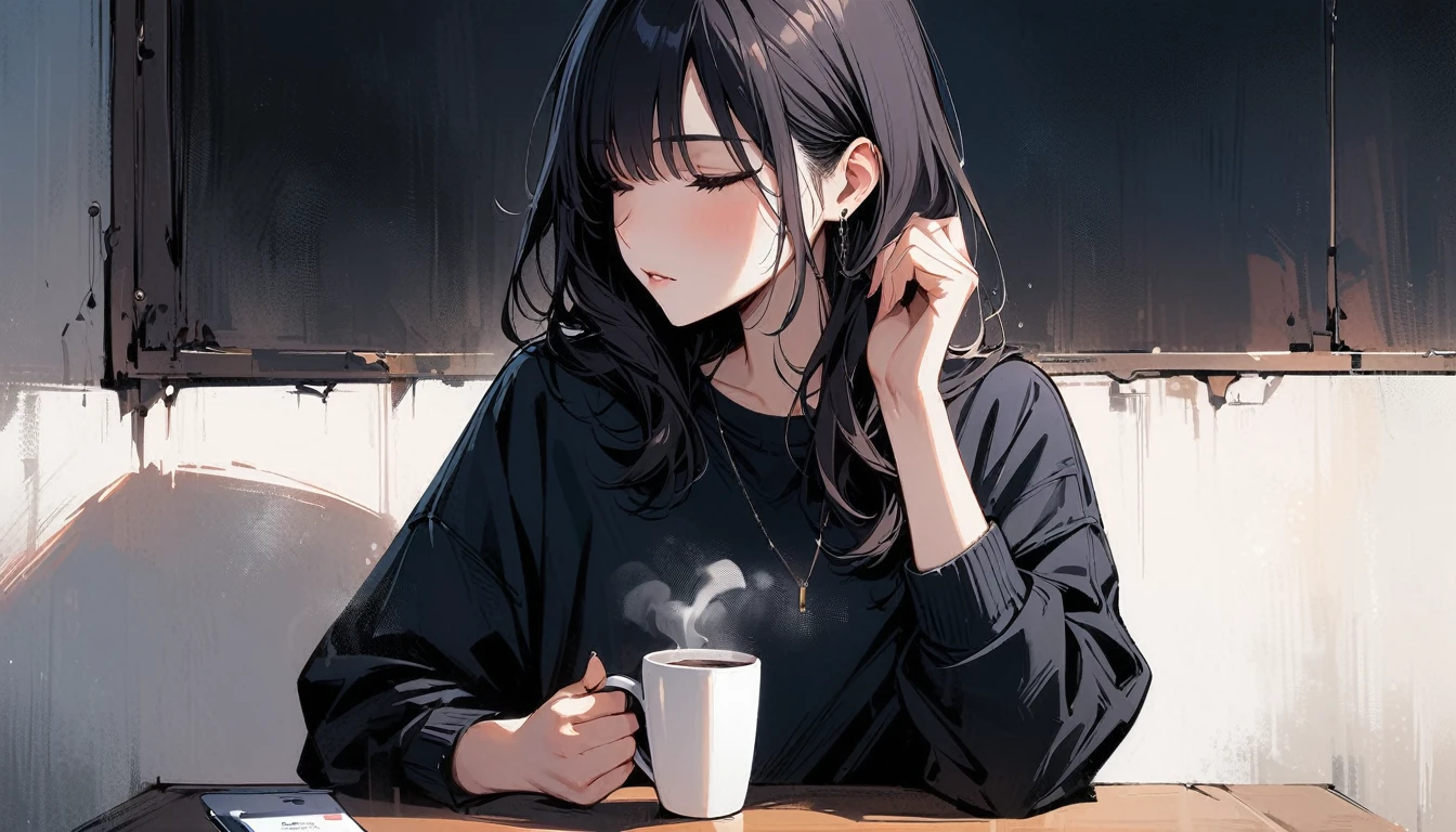 (masterpiece, Highest quality:1.2), 1 Girl, alone,Have a coffee