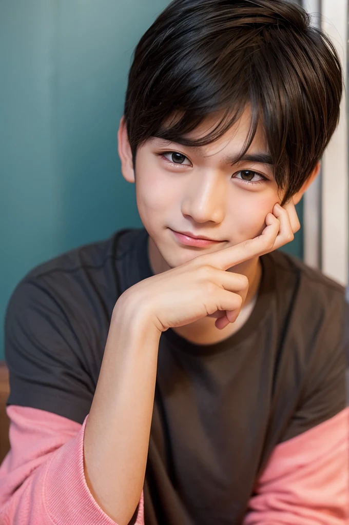 Cute boy blushing