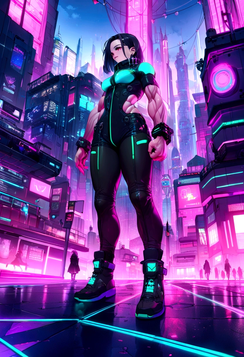 Fictional World, map, cyber punk, City of neon colors, ((High Resolution)), ((Masseter muscle area)), ((Highest quality)), (Very detailed)), Large file size, Full Color