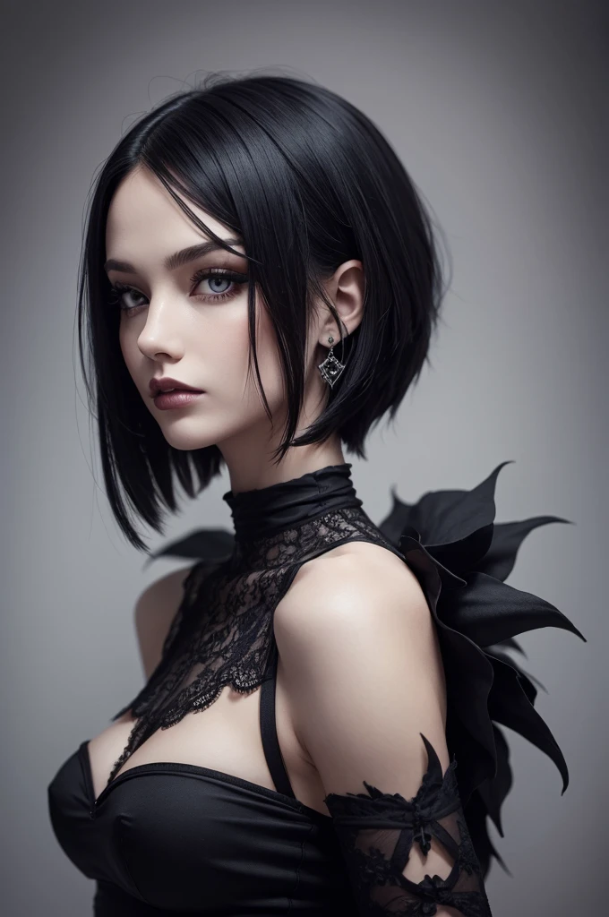 Create one of 1,69 tall , Short shoulder-length hair , gothic