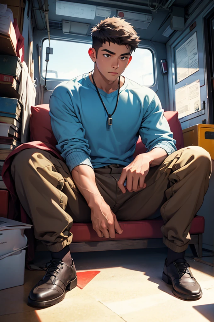 Young man, sitdown watching TV