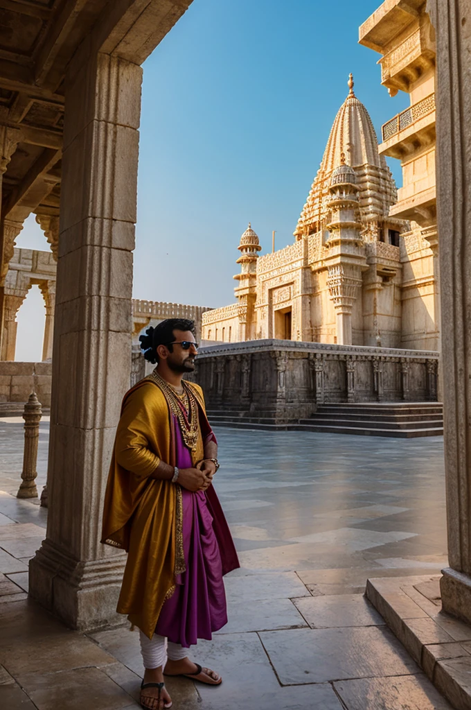 Create a image with lord dwarkadhish in background dwarka temple